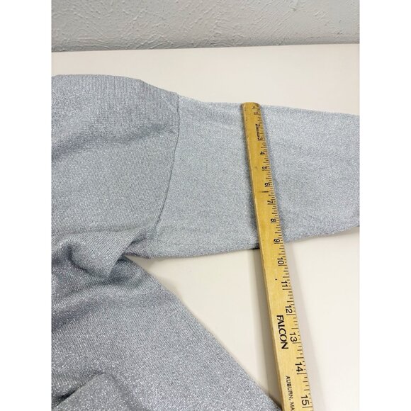 VTG Lisa Originals XL Silver Sparkly Button Up Cardigan Rayon Blend Metallic EUC - Picture 4 of 8